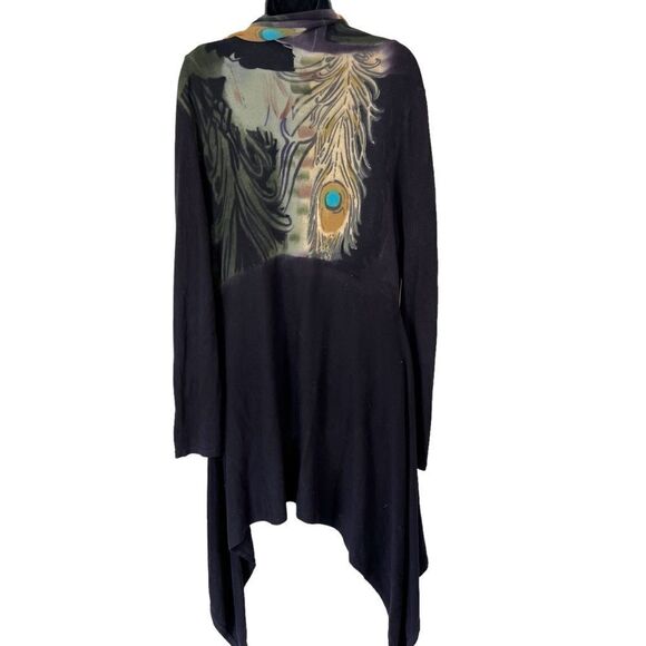 The Pyramid Collection Open Front Peacock Feather Cardigan - Picture 7 of 7